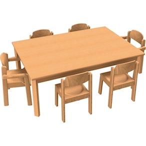 Stuhl-Tisch-Kombination 9 für Krippe, mit Kunststoffgleiter