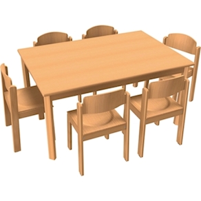 Stuhl-Tisch-Kombination 6  für KG, mit Kunststoffgleiter