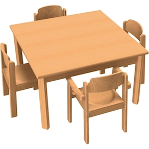 Stuhl-Tisch-Kombination 10 für Krippen, mit Kunststoffgleiter