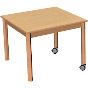 Quadrat-Tisch, 60 x 60 cm mit Rollenmix
