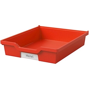 Materialbox mit Acrylfenster, rot, Höhe 7,5 cm VARIADO+LINUS