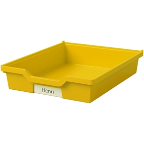 Materialbox mit Acrylfenster, gelb, Höhe 7,5cm VARIADO+LINUS