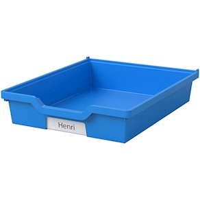 Materialbox mit Acrylfenster, blau, Höhe 7,5cm VARIADO+LINUS