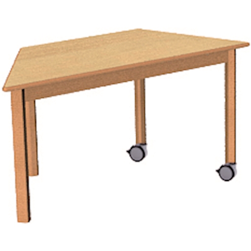 Trapez-Tisch, 120 x 60 cm mit Rollenmix